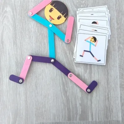 Jeu type Montessori cartes de motricité fine Wooden Man